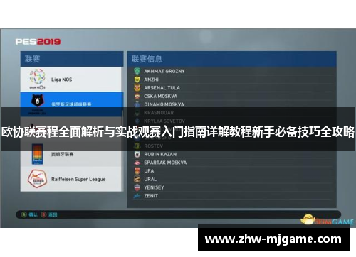 欧协联赛程全面解析与实战观赛入门指南详解教程新手必备技巧全攻略